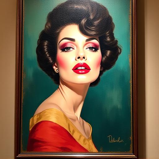 Dipinto esposto nella galleria d'arte, ispirato a Tamara de Lempicka