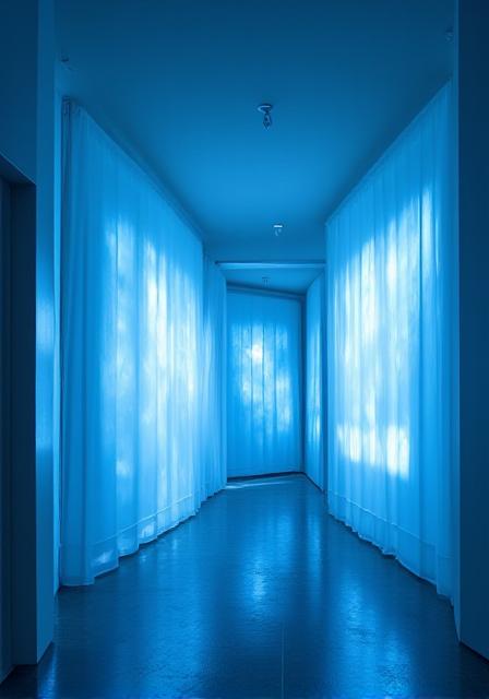 Installazione luminosa moderna nella galleria dell'hotel