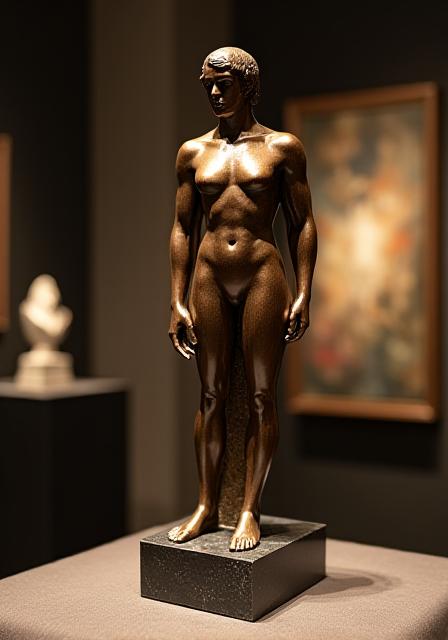 Scultura in bronzo in stile Art Deco esposta nella galleria