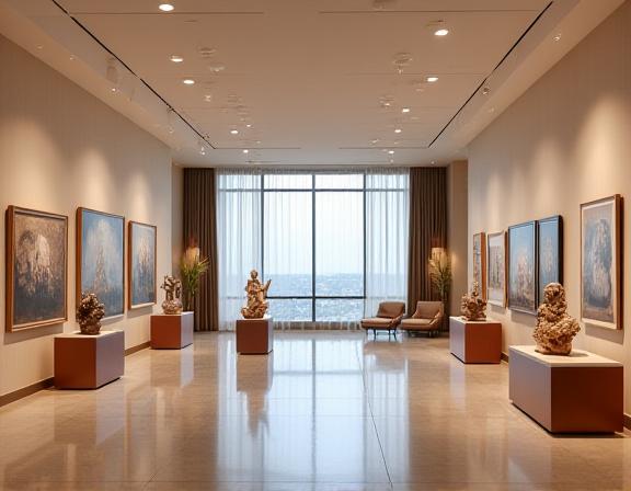 Vista complessiva della sala espositiva della galleria d'arte interna